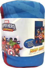 Marvel Super Hero Adventures Avengers Nap Mat - Built-In Pillow and Blanket Featuring Captain America - Super Soft Microfiber Kids'/Toddler/Children'S Bedding, Age 3-5