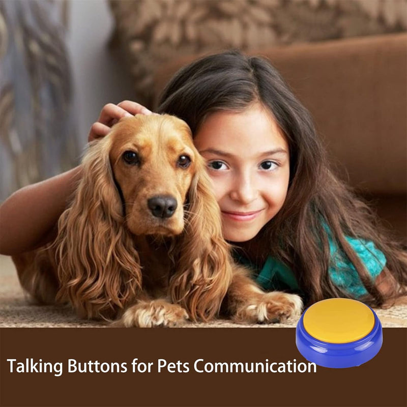 Recordable Talking Buttons Dogs Buttons for Communication- Record & Playback Your Own Message - 30 Second Recording Button Answer Buzzers for Classroom (Yellow)