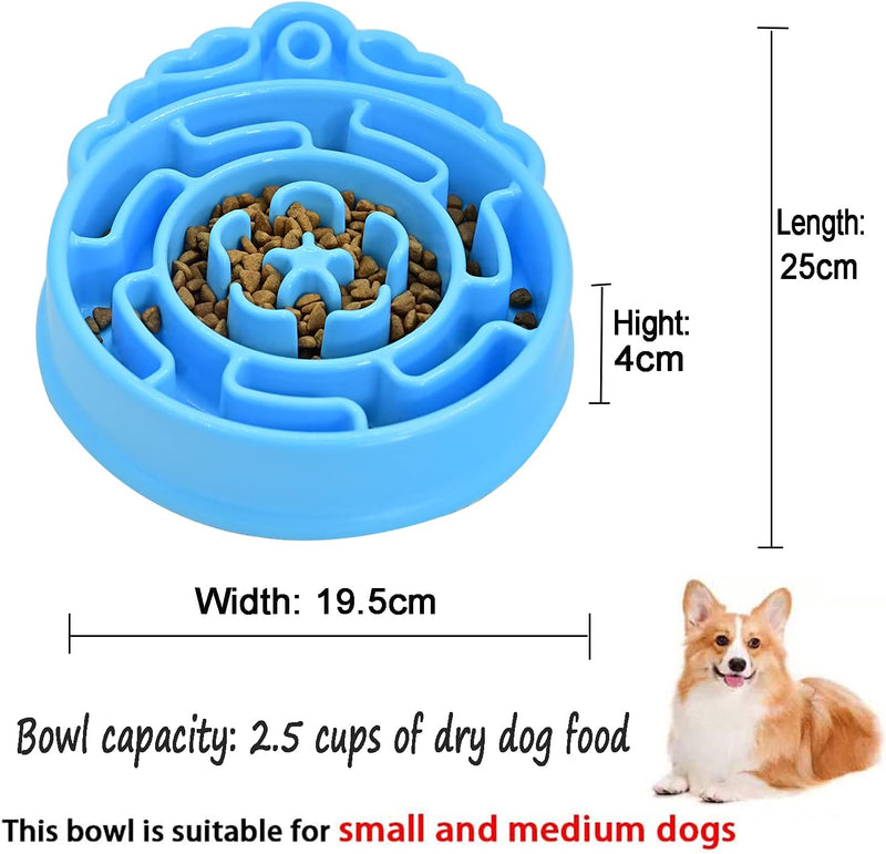 Slow Feeder Dog Bowls,Puzzle Feeder Bloat Stop to Slow down Eating,Pet Slower Food Feeding Dishes for Medium Small Dogs & Puppies (Blue Water Drop)