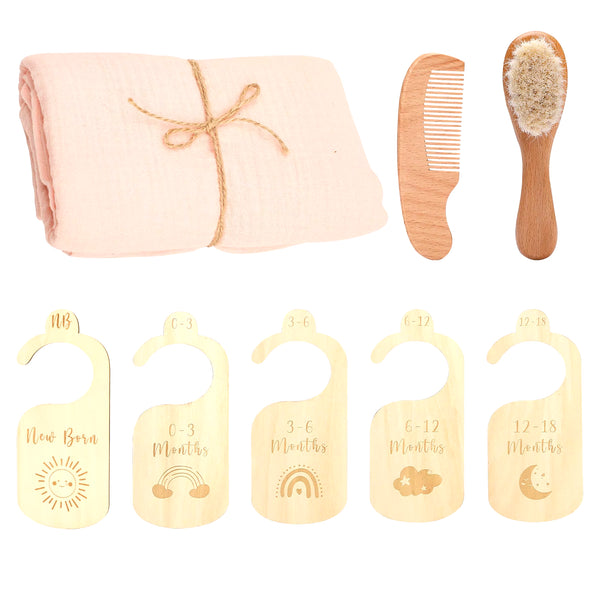 1 Set Newborn Bath Toy Set Baby Double Sided Cotton Bath Towel Wardrobe Dividers Brush Photography Supplies Bath Gift Product