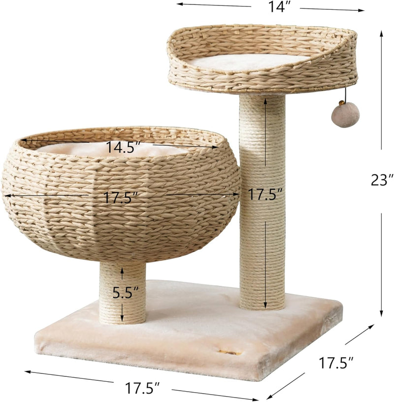 Paper Rope Natural Bowl Shaped with Perch Cat Tree