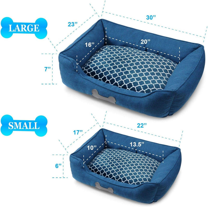 – Premium Dog or Cat Bed | Large Dog Bed Measures 30 X 23 X 7, Perfect for Pets up to 55 Lbs. | 100% Polyester Pet Bed | Ocean Blue