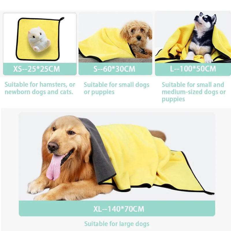 Quick Drying Dog and Cat Towels Soft Fiber Towels Absorbent Bath Towel Pet Bathrobe Convenient Cleaning Towel Pet Supplies