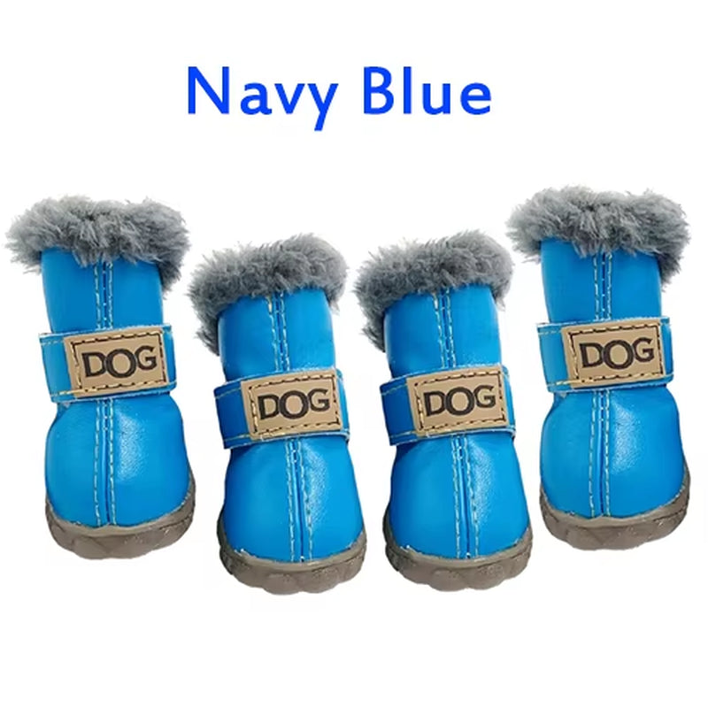 Winter Pet Dog Shoes Warm Snow Boots Waterproof Fur 4Pcs/Set Small Dogs Cotton Non Slip XS for Chihuahua Pug Pet Product