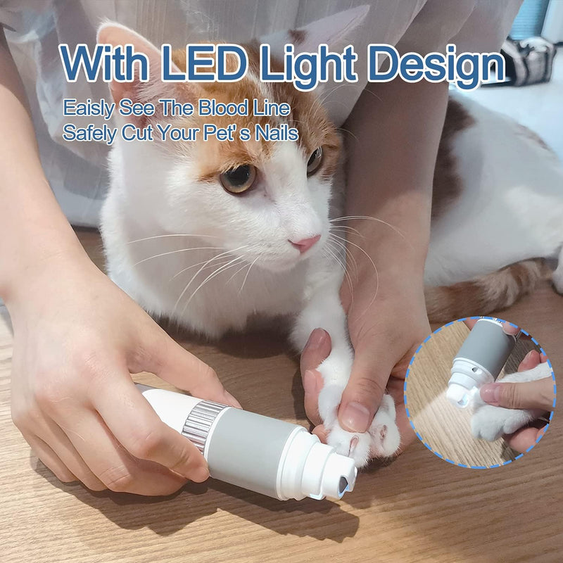 Professional Dog Nail Grinder with LED Light and Training Whistle, Quiet Stepless Speed Motor with 20H Working Time Smooth Paws Grooming for Large Medium Small Dog and Cat