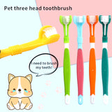 Three Sided Pet Toothbrush Three-Head Multi-Angle Toothbrush Cleaning Dog Cat Brush Bad Breath Teeth Care Tool