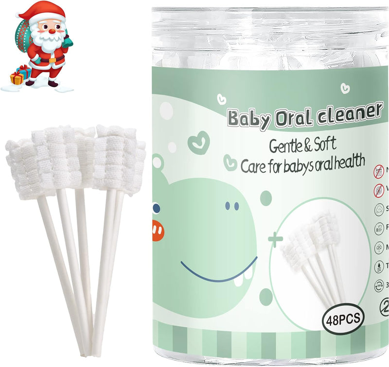 48PCS Baby Toothbrush, Newborn or Baby Tongue Cleaner, Disposable Baby Gum Cleaning Gauze, Oral Cleaning Care, Suitable for 0-36 Months Baby (1Pack)