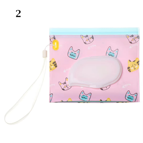 1Pc Cute Baby Wet Wipes Bag Flip Cover Tissue Box Fashion Useful Cosmetic Pouch Baby Product Stroller Carrying Case Acceseories