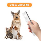 7.3" Pet Dog Cat Metal Teeth Fur Care Metallic Grooming Comb Silver Tone