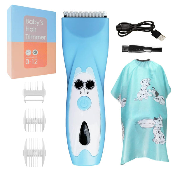 Baby Clippers Hair Quiet Electric Baby Hair Trimmer with Cute Hairdressing Cape for Kids Waterproof Rechargeable Cordless Haircut Kit for Toddler Kids