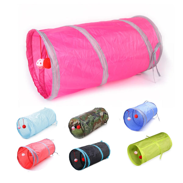 Cat Tunnel with Play Ball, Foldable S-Tunnel for Indoor Cat, Interactive Peek-A-Boo Cat Chute Cat Tube Toy with Fun Ball and 2 Peek Hole, for Kittens Puppies Rabbits and Other Small Pets